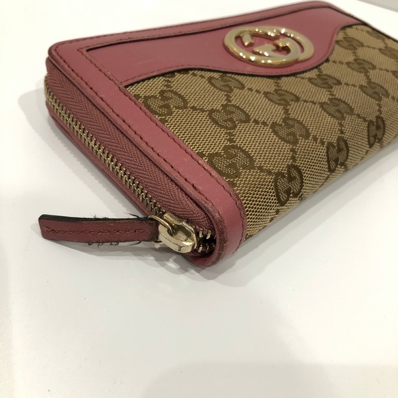 Gucci Pink GG Canvas Zip Around Wallet Sku#84384 (Gently used) - Picture 7 of 14